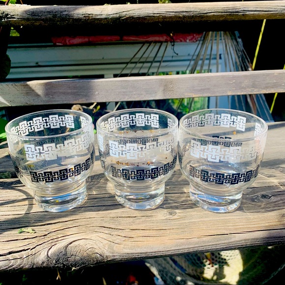 Vintage 60s Bar Set - 3 MCM Spirit Glasses & Caddy - Picture 3 of 7